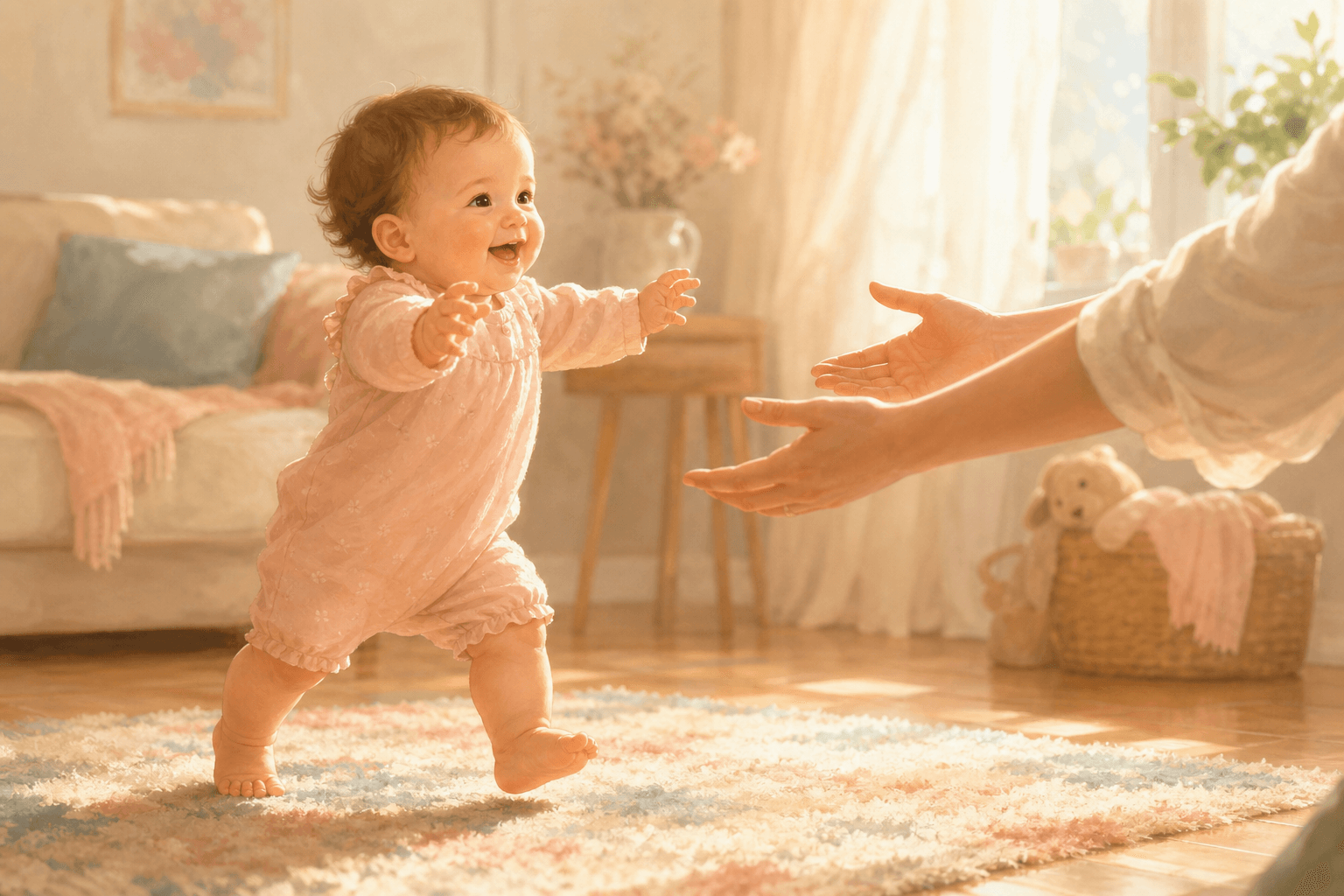Babys erste eigene Schritte